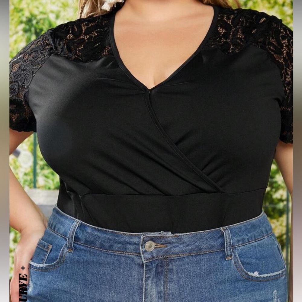 EUC Shein Lace Crossover Bodysuit 4XL